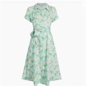 Hill House Lily Shirt Dress in Floral Blue Roses Linen, SZ M